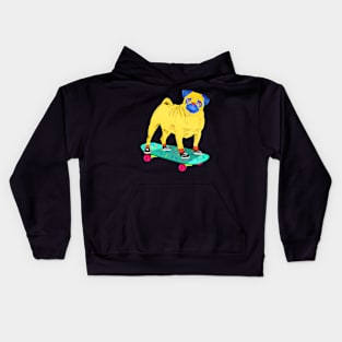 Skater Pug Kids Hoodie